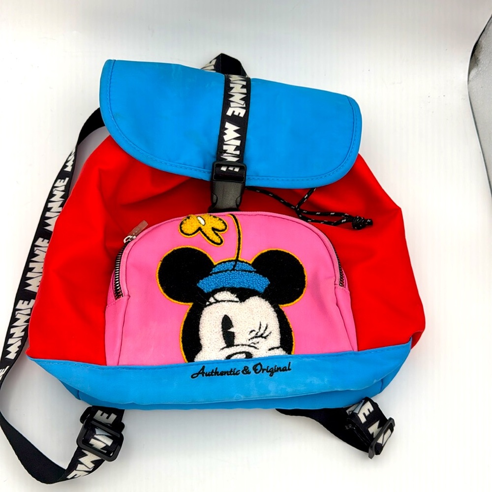 Disney - Kids Minnie Mouse Backpack blue/ red/ pink nylon bag Mickey & Co - Picture 7 of 12